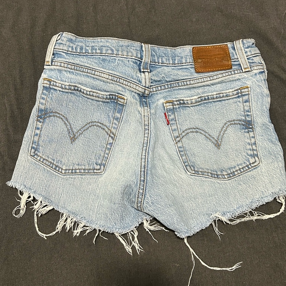 Light Blue Denim Wedgie Levi Shorts- Women - Picture 2 of 2